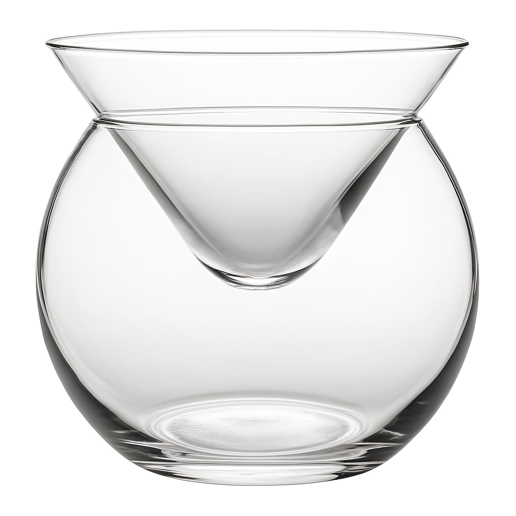 Glownary 2-Piece Martini-Style Glass Caviar Server, Crystal Clear, Round Bowl with Ice Globe, 5.75 oz Capacity, Dishwasher Safe