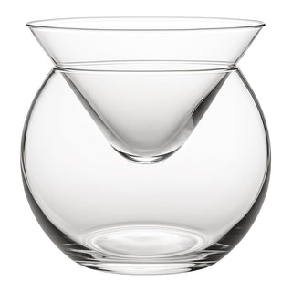 Glownary 2-Piece Martini-Style Glass Caviar Server, Crystal Clear, Round Bowl with Ice Globe, 5.75 oz Capacity, Dishwasher Safe