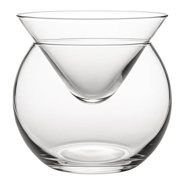Glownary 2-Piece Martini-Style Glass Caviar Server, Crystal Clear, Round Bowl with Ice Globe, 5.75 oz Capacity, Dishwasher Safe