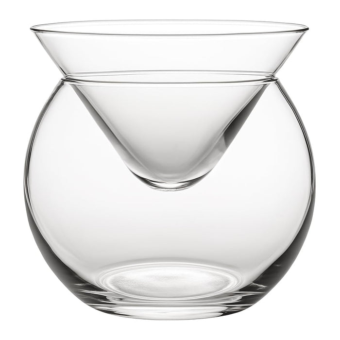 Glownary 2-Piece Martini-Style Glass Caviar Server, Crystal Clear, Round Bowl with Ice Globe, 5.75 oz Capacity, Dishwasher Safe