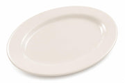 Glownary Oval Stoneware Platter, Ivory White, 10 3/8 x 7 1/8 Inches, Wide Rim with Rolled Edge, Microwave and Oven Safe, 24 per Case