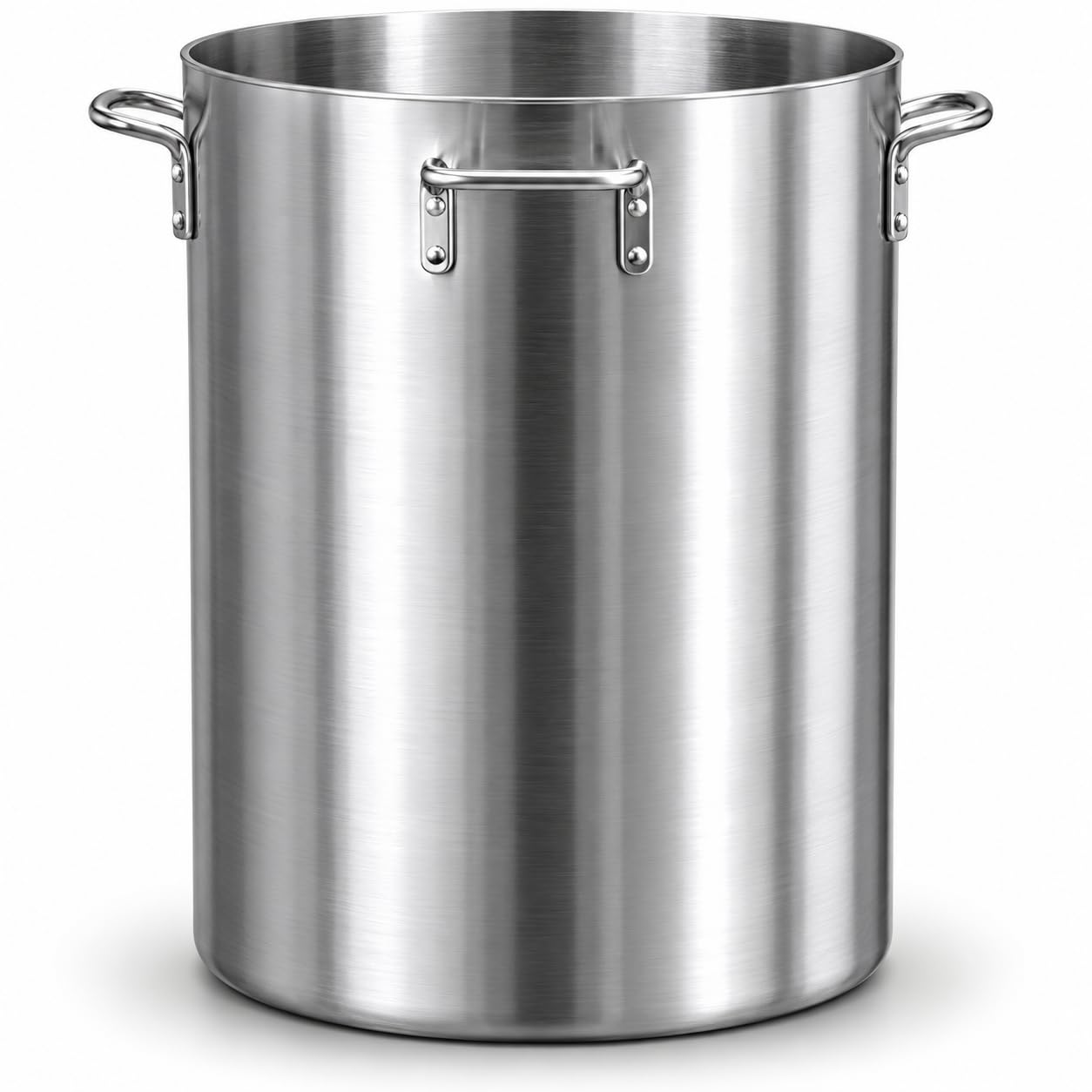 200 Qt Heavy Weight Aluminum Stock Pot, Silver, Round, 27.5 Inches Height, NSF Listed, Riveted Handles, Satin Finish