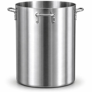 200 Qt Heavy Weight Aluminum Stock Pot, Silver, Round, 27.5 Inches Height, NSF Listed, Riveted Handles, Satin Finish