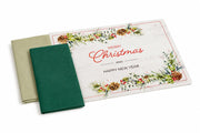 Glownary Holiday Placemat and Napkin Combo Pack, 10 x 14 Inch Paper Placemats, Multicolor Christmas Theme, 250 Placemats with 250 Green Napkins