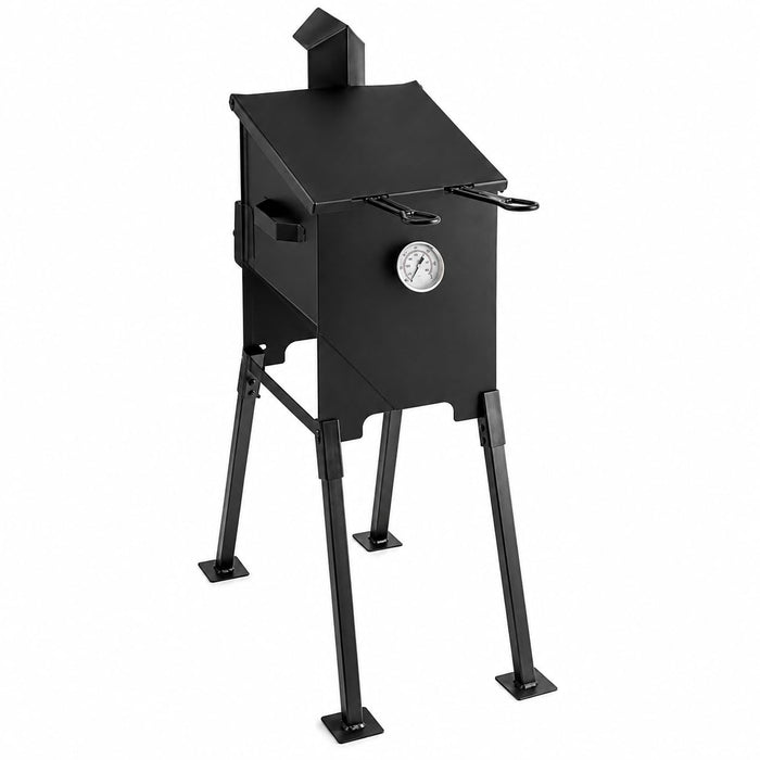 Glownary 4 Gallon Steel Outdoor Deep Fryer, 90,000 BTU Liquid Propane, 2 Baskets, Stationary Design with Thermometer, 13x26x36 Inches