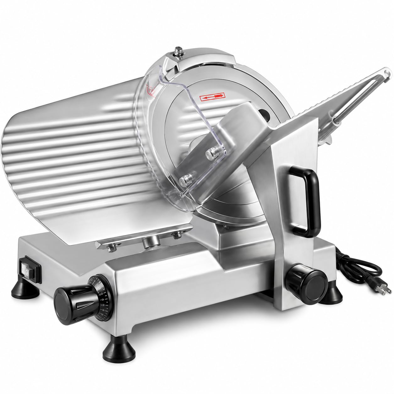 Glownary Butcher Series 12-Inch Manual Gravity Feed Meat Slicer, Commercial Grade, Aluminum Body, Stainless Steel Blade, 120V Electric, 1/3 HP