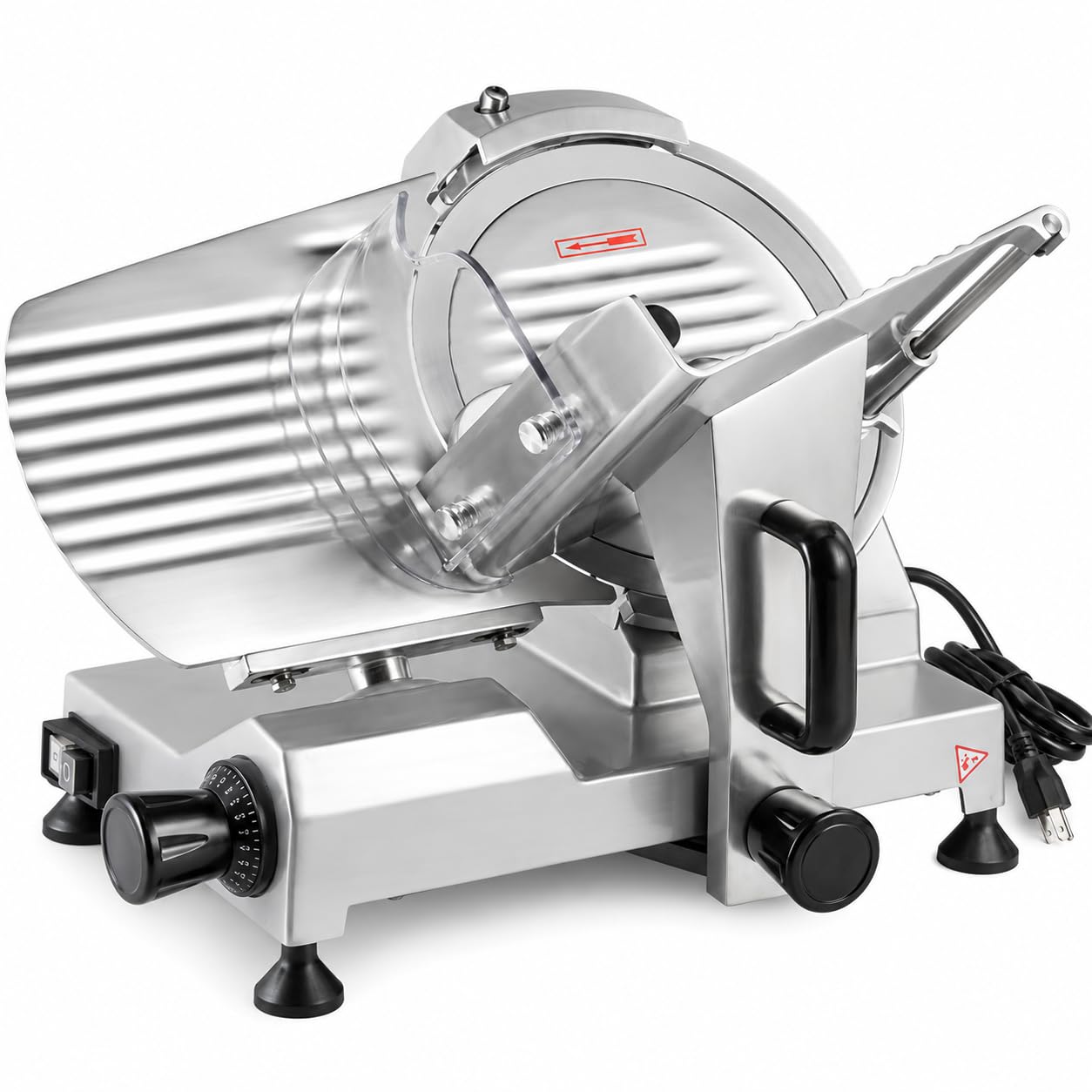 Glownary 10-Inch Commercial Meat Slicer, Manual Gravity Feed with Built-in Sharpener, 120V, Aluminum Body, 150W, ETL Certified for Light-Duty Use