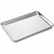 Aluminum Two-Thirds Size Sheet Pan, 19 Gauge Wire in Rim, Silver, Uncoated, 16 x 22 x 1 Inches, Rectangle, Freezer and Oven Safe