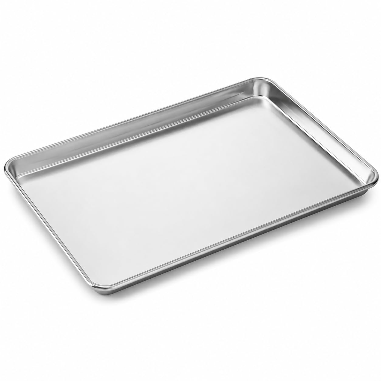 Aluminum Two-Thirds Size Sheet Pan, 19 Gauge Wire in Rim, Silver, Uncoated, 16 x 22 x 1 Inches, Rectangle, Freezer and Oven Safe