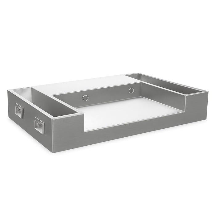 44-Inch Stainless Steel Commercial Omelet and Pasta Station Base, Silver, NSF Listed, Dual Compartment Food Pan Storage with Handles, 44 x 28 x 7.5 Inches