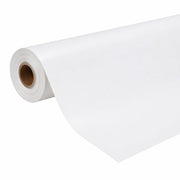Glownary White Vinyl Table Cover Roll with Flannel Back, 52 Inch Width, 25 Yard Length, Rectangle, Textured Pattern