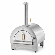 Glownary 31.75-Inch Stainless Steel Wood-Fired Outdoor Pizza Oven, Countertop, Fire Brick Deck, Dual 14-Inch Pizza Capacity, Silver, with Thermometer