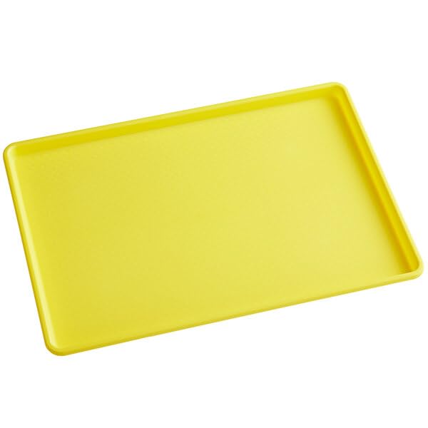 Yellow Rectangular Polypropylene Bakery Display Tray, NSF Listed, Full Size 25.5 x 17.6 x 1 Inch, Market Serving Tray