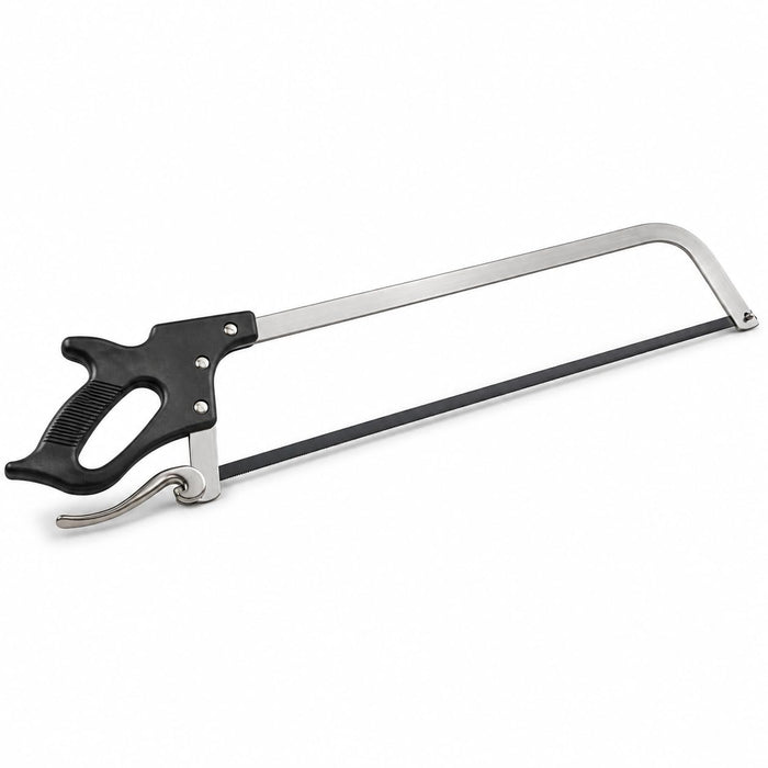 Glownary 25-Inch Stainless Steel Butcher Hand Meat Saw, Manual Operation, Ergonomic Plastic Grip, Camlocking Blade Tensioner, 10 TPI Steel Blade
