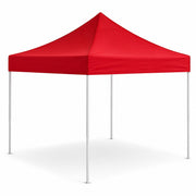 Glownary 10x10 Ft Aluminum Pop Up Canopy Tent, Red, UV-Resistant, Water-Resistant, Straight Leg Design, Cathedral Style Ceiling, Portable with Roller Bag and Stakes