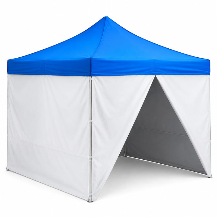 Glownary 10x10 Ft Aluminum Pop Up Canopy Tent, Blue Straight Leg with 4 Side Walls, UV-Resistant, Water-Resistant, 100 Sq Ft Coverage, Portable Instant Setup