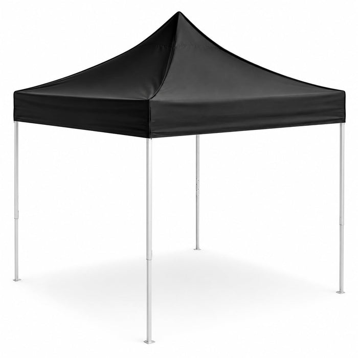 Glownary 10x10 Ft Aluminum Pop Up Canopy Tent, Black Straight Leg, UV-Resistant, Water-Resistant, 100 Sq Ft Coverage, Portable with Roller Bag and Stakes