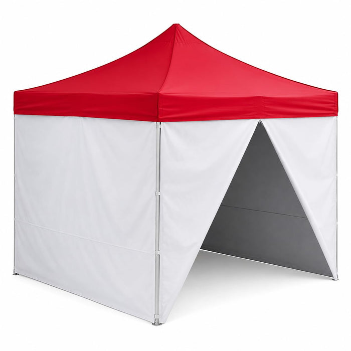 Glownary 10x10 Ft Aluminum Pop Up Canopy Tent with 4 Side Walls, Red, UV-Resistant, Straight Leg, Water-Resistant, Square Frame, Portable Shelter for Outdoor Events