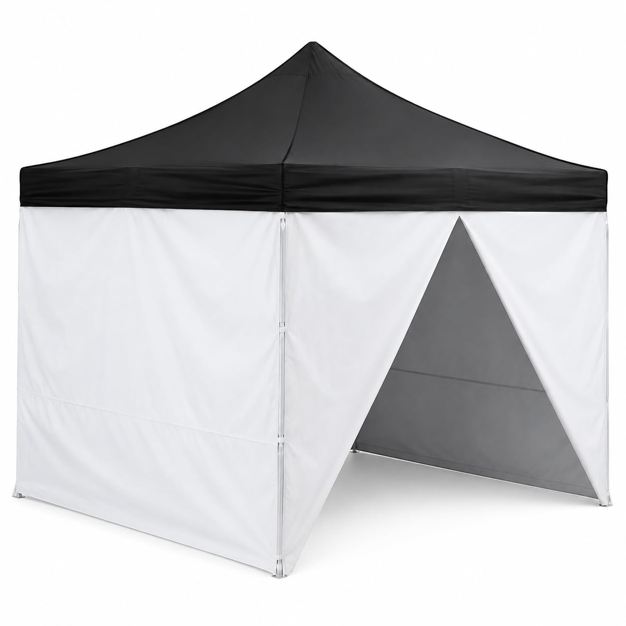 Glownary 10x10 Ft Aluminum Pop Up Canopy Tent, Black Straight Leg with 4 Side Walls, UV-Resistant, Water-Resistant, Portable Instant Setup
