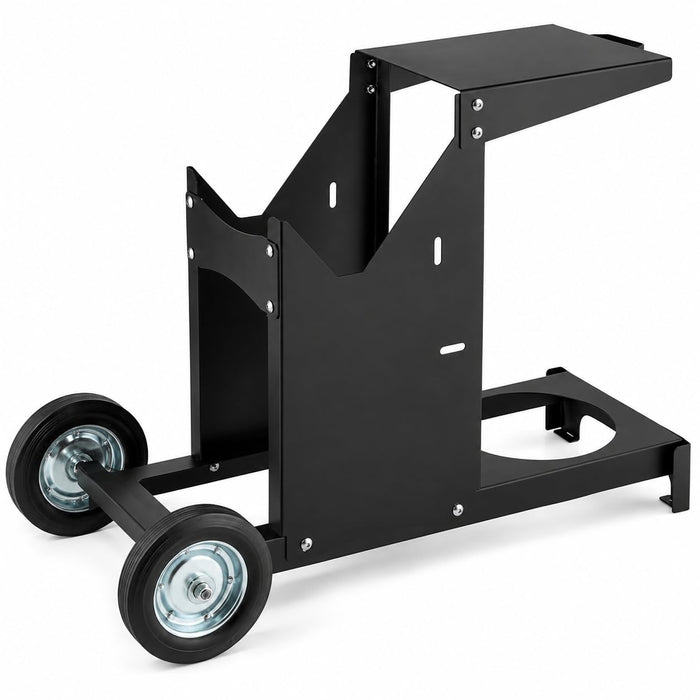 Glownary Mobile Deep Fryer Stand with 8-Inch Rubber Wheels, Black Steel Frame, 29x20x27 Inches, Integrated Shelf, Propane Tank Storage Rack for Outdoor Cooking