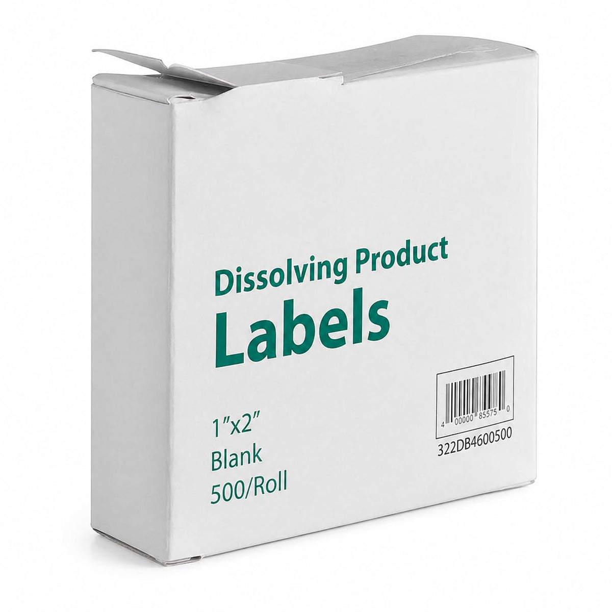 Glownary Dissolving Product Labels, 1 x 2 Inch, White Paper, Rectangle, Blank Design with Dispenser Carton, 500 per Roll