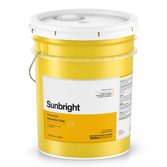 Glownary Sunbright Commercial Liquid Dish Soap, 5 Gallon Concentrate, High-Sudsing Formula, Citrus Scent, pH Balanced, 1:384 Dilution Ratio
