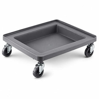 Glownary Commercial Dish Rack Dolly, Gray Polypropylene, 21x21 Inches, 132 lb Capacity, with 36-Inch Handle, 4-Inch Casters