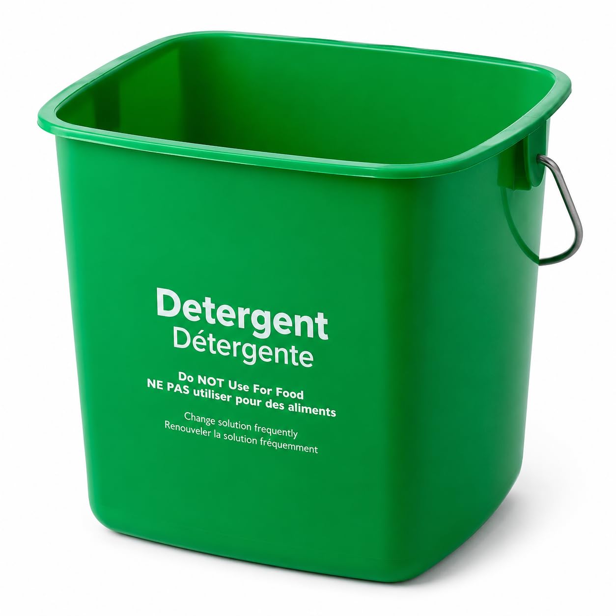Glownary 3 Qt Green Cleaning Pail, Square Plastic Container with Bail Handle, Trilingual Labeling, 6.75 x 6.75 x 5.875 Inches, 4 Pack