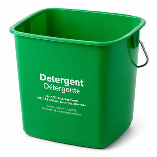 Glownary 3 Qt Green Cleaning Pail, Square Plastic Container with Bail Handle, Trilingual Labeling, 6.75 x 6.75 x 5.875 Inches, 4 Pack