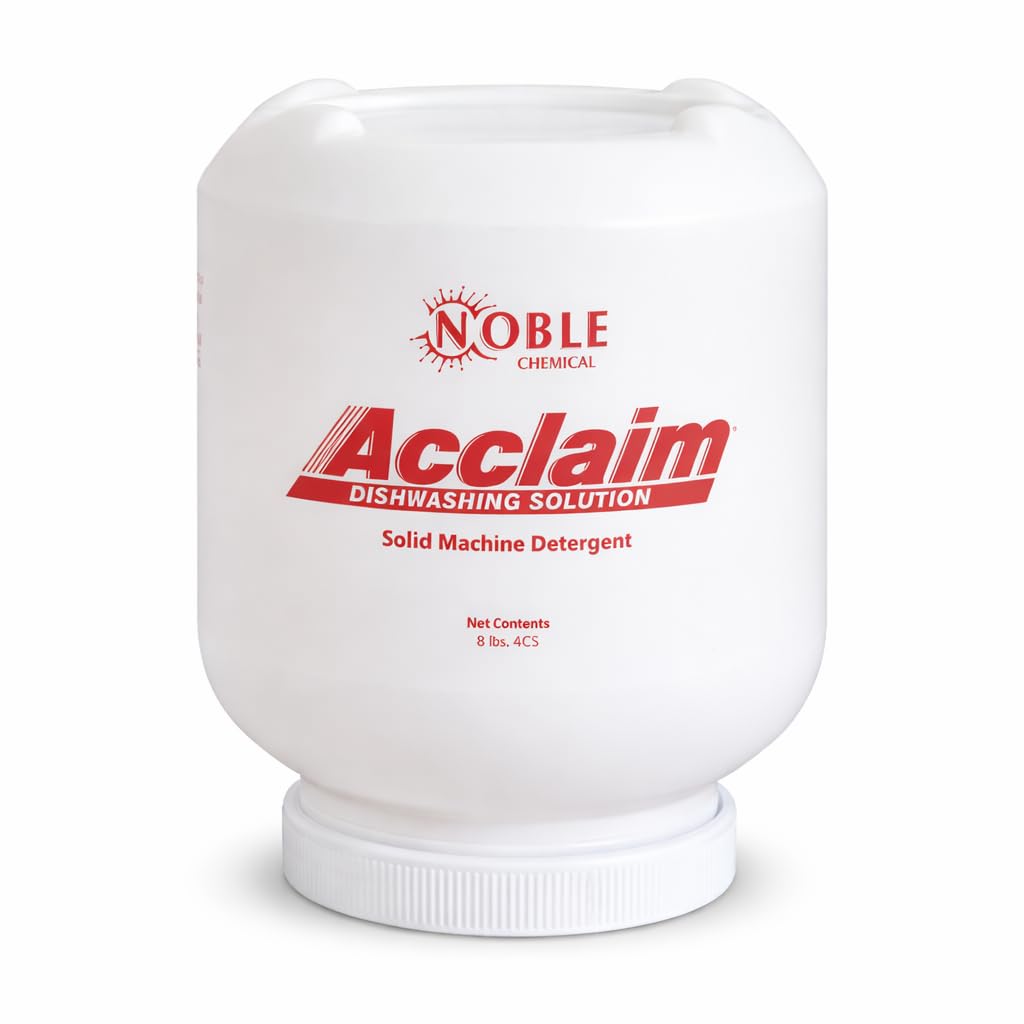 Glownary Acclaim Commercial Dish Machine Detergent, Solid Concentrated, 8 lb, High Temp, 4 per Case, Kosher Certified