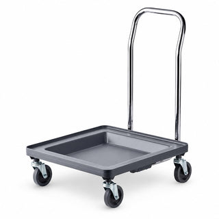 Glownary Gray Dish Rack Dolly with 31-Inch Handle, Polypropylene Construction, 21x21x38.5 Inches, 132 lb Capacity, 4-Inch Casters
