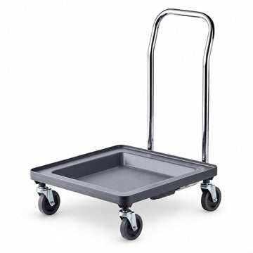 Glownary Gray Dish Rack Dolly with 31-Inch Handle, Polypropylene Construction, 21x21x38.5 Inches, 132 lb Capacity, 4-Inch Casters