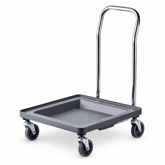 Glownary Gray Dish Rack Dolly with 31-Inch Handle, Polypropylene Construction, 21x21x38.5 Inches, 132 lb Capacity, 4-Inch Casters
