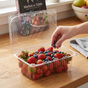Glownary 1478 Clear PET Plastic Clamshell Produce Container, 2.5 Qt Capacity, Rectangle Shape, Vented Rim, 11x7.1x4.25 Inch, 170 per Case view 5