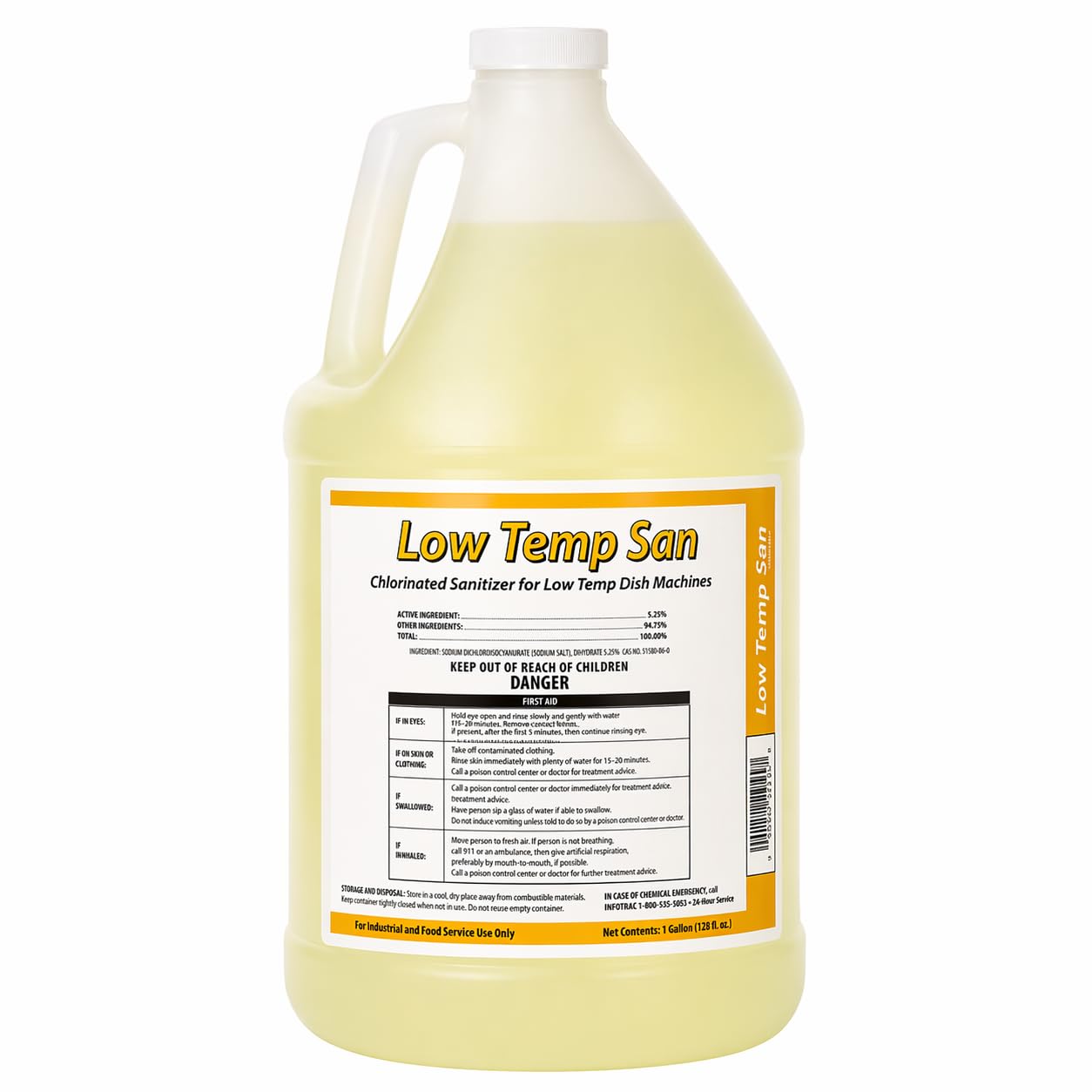 Glownary Low Temp Commercial Dish Machine Sanitizer, 1 Gallon Concentrated Liquid, 4 Case Pack