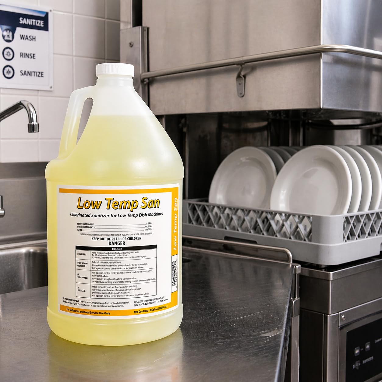 Glownary Low Temp Commercial Dish Machine Sanitizer, 1 Gallon Concentrated Liquid, 4 Case Pack view 2