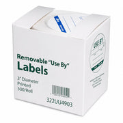 Glownary 3 Inch Round Removable Food Rotation Labels, Blue Paper, 500 per Roll with Dispenser