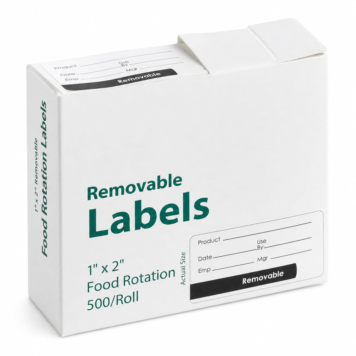 Glownary Removable Food Rotation Labels, 1" x 2", Black, Paper, Rectangle, 500 Count Roll