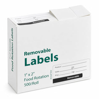 Glownary Removable Food Rotation Labels, 1" x 2", Black, Paper, Rectangle, 500 Count Roll
