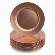 Glownary 13 Inch Round Rose Gold Smooth Rim Plastic Charger Plates, 12 Pack
