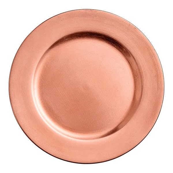 Glownary 13 Inch Round Rose Gold Smooth Rim Plastic Charger Plates, 12 Pack view 2