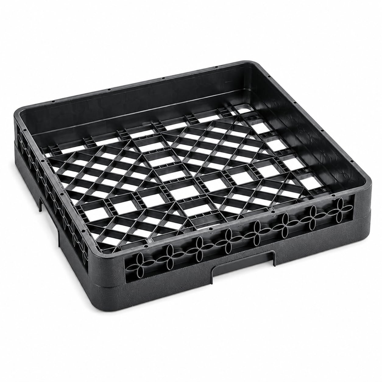 Glownary Full-Size Open Bowl Rack with Closed Sides, Polypropylene, Gray, Dishwasher Safe, 19.75x19.75x4 Inches