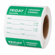 Glownary Friday 2" x 2" Dissolvable Day of the Week Labels, Green, Square, Paper, 250/Roll