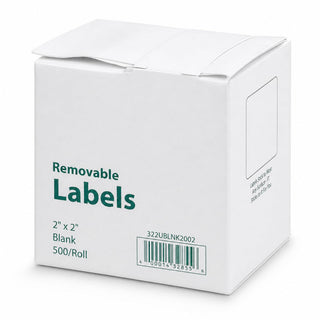 Glownary Removable Blank Labels, 2" x 2", Square, Paper, 500 Count Roll
