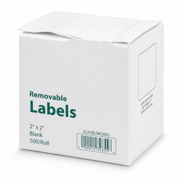 Glownary Removable Blank Labels, 2" x 2", Square, Paper, 500 Count Roll
