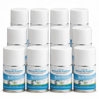 Glownary Fresh Linen Metered Air Freshener Refill, 7.25 oz, 12 Pack, Ready-to-Use Aerosol