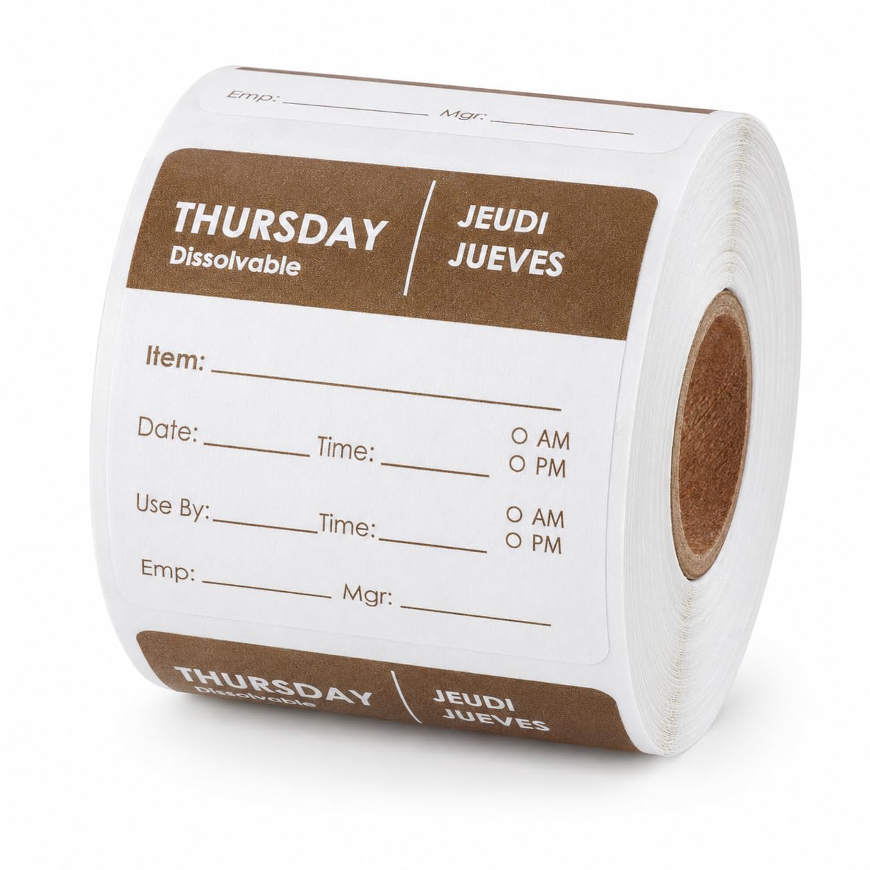 Glownary Thursday 2" x 2" Dissolvable Day of the Week Labels, Brown, Square, Paper, 250/Roll