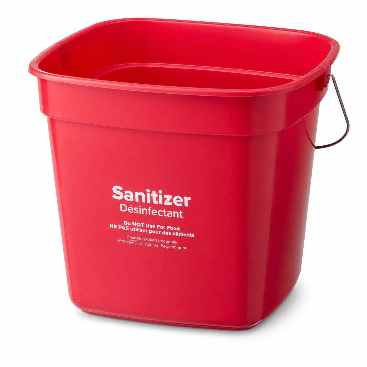 Glownary 10 Qt. Red Sanitizing Pail, Polypropylene,with Bail Handle, 4 Pack