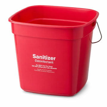 Glownary 10 Qt. Red Sanitizing Pail, Polypropylene,with Bail Handle, 4 Pack