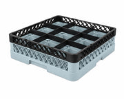Glownary Full-Size 9-Compartment Glass Rack with Extender, Gray, Plastic, 19.25x19.25x5.56 Inches, for Decanters and Pitchers